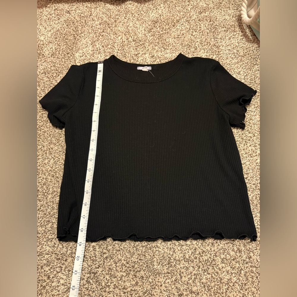 Ardene Black Short Sleeve Ribbed Tee